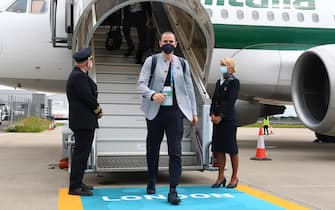 LONDON, ENGALND - JULY 10: Leonardo Bonucci of Italy arrives at Luton Airport on July 10, 2021 in London, England. (Photo by Claudio Villa/Getty Images)