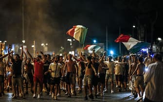 Europei 2020, Italia - Spagna:  Roma, Festeggiamenti piazza Venezia per la vittoria dell'Italia contro la Spagna
