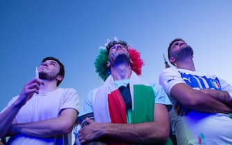 (7/6/2021) Italian fans watch Italy-Spain football match inside the fan area of Piazza del Popolo in Rome, Italy (Photo by Matteo Nardone / Pacific Press/Sipa USA)