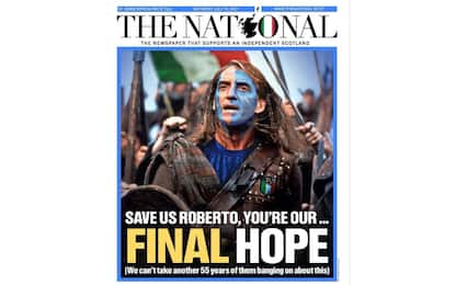 Finale Euro 2020, Roberto Mancini come Braveheart su giornale scozzese