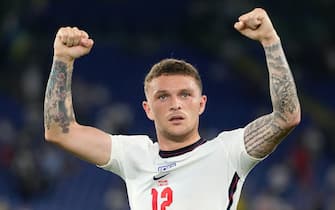 ROME, ITALY - JULY 03: Kieran Trippier of England celebrates after victory in the UEFA Euro 2020 Championship Quarter-final match between Ukraine and England at Olimpico Stadium on July 03, 2021 in Rome, Italy. (Photo by Alessandra Tarantino - Pool/Getty Images)