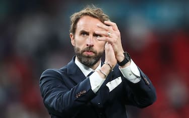 LONDON, ENGLAND - JULY 11: Gareth Southgate, Head Coach of England applauds fans after the UEFA Euro 2020 Championship Final between Italy and England at Wembley Stadium on July 11, 2021 in London, England. (Photo by Carl Recine - Pool/Getty Images)