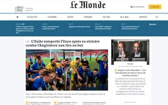 La home page del sito di Le Monde su Euro 2020