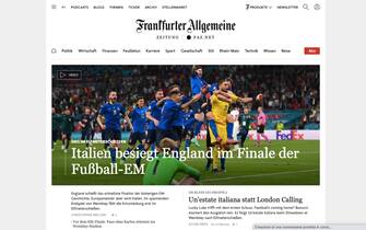 La home page del sito del Frankfurter Allgemeine su Euro 2020