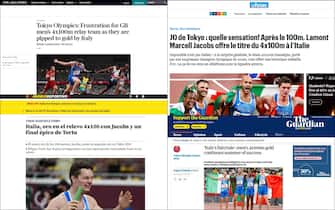 Le pagine dei siti esteri sull'oro dell'Italia nella staffetta 4x100 a Tokyo 2020