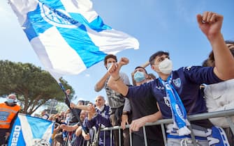 Empoli FC celebrates the promotion to Serie A during the Serie B match between Empoli FC and Cosenza Calcio at Carlo Castellani stadium in Empoli, Italy, 04 May 2021.  ANSA/CLAUDIO GIOVANNINI