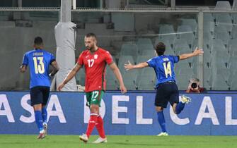 Federico Chiesa esulta dopo il gol alla Bulgaria nella partita poi finita 1-1