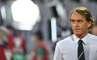 Italy's coach Roberto Mancini looks on prior to the FIFA World Cup Qatar 2022 qualifying round Group C football match between Italy and Bulgaria at the Artemio-Franchi stadium in Florence, on September 2, 2021. (Photo by Alberto PIZZOLI / AFP) (Photo by ALBERTO PIZZOLI/AFP via Getty Images)