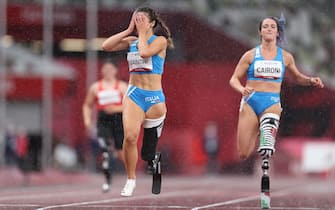 TOKYO, JAPAN - SEPTEMBER 04: Gold medalist Ambra Sabatini of Team Italy reacts after competing in the Women's 100m - T63 Final on day 11 of the Tokyo 2020 Paralympic Games at Olympic Stadium on September 04, 2021 in Tokyo, Japan. (Photo by Alex Pantling/Getty Images)