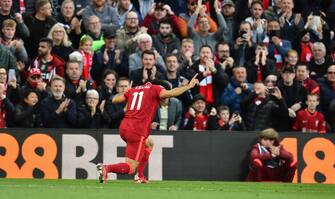 1344614003 LIVERPOOL, ENGLAND - OCTOBER 03:(SUN OUT THE SUN ON SUNDAY OUT) Mohamed Salah of Liverpool celebrates after scoring the second goal during the Premier League match between Liverpool and Manchester City at Anfield on October 03, 2021 in Liverpool, England. (Photo by Andrew Powell/Liverpool FC via Getty Images)