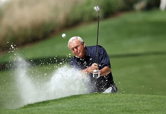 AUGUSTA, GA - APRIL 09: Arnold Palmer hits out a bunker during the Par 3 Contest at the 2008 Masters Tournament at Augusta National Golf Club on April 9, 2008 in Augusta, Georgia.  (Photo by Andy Lyons/Getty Images for Golfweek)