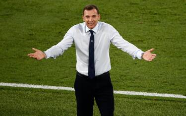 ROME, ITALY - JULY 03: Andriy Shevchenko, Head Coach of Ukraine reacts during the UEFA Euro 2020 Championship Quarter-final match between Ukraine and England at Olimpico Stadium on July 03, 2021 in Rome, Italy. (Photo by Alessandro Garafallo - Pool/Getty Images)