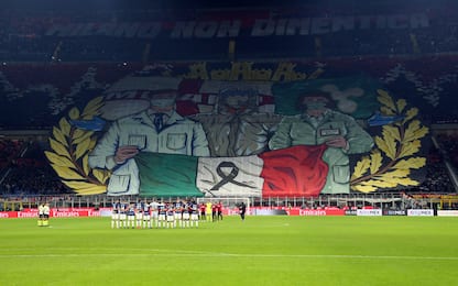 Derby Milan-Inter: coreografia dei rossoneri per medici e infermieri