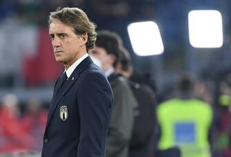 Italy's head coach Roberto Mancini looks on prior the 2022 FIFA World Cup European qualifying  Group C soccer match between Italy and Switzerland at the Olimpico stadium in Rome, Italy, 12 November 2021.  ANSA/ETTORE FERRARI