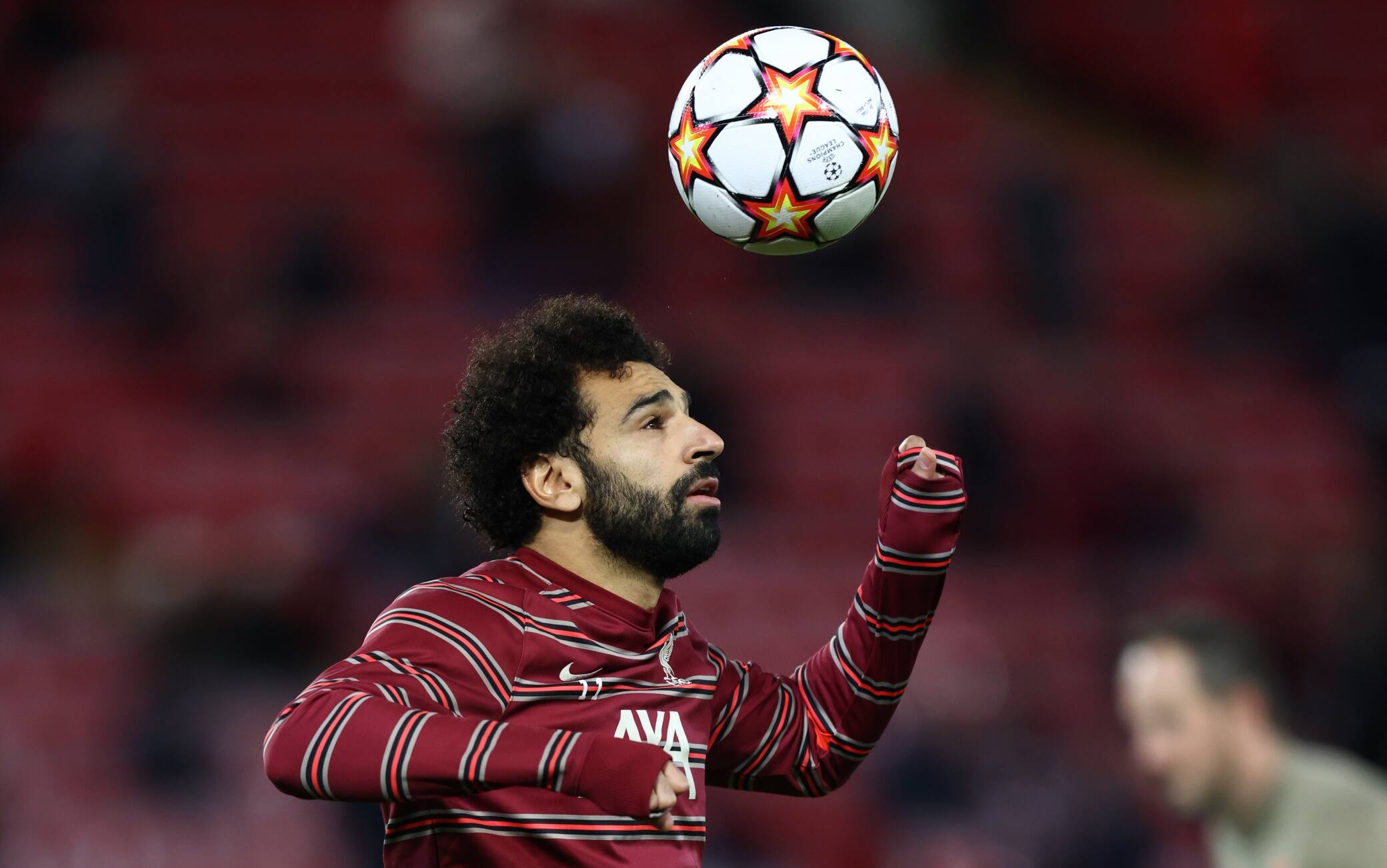 63934231 Liverpool, England, 24th November 2021. Mohamed Salah of Liverpool warms up before the UEFA Champions League match at Anfield, Liverpool. Picture credit should read: Darren Staples / Sportimage via PA Images
