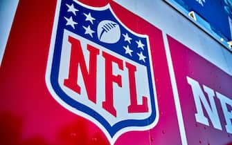MIAMI GARDENS, FL - FEBRUARY 02: A detail view of the NFL crest and logo is seen in game action during the Super Bowl LIV game between the Kansas City Chiefs and the San Francisco 49ers on February 2, 2020 at Hard Rock Stadium, in Miami Gardens, FL. (Photo by Robin Alam/Icon Sportswire)