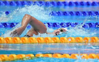 USA's Allison Schmitt competes in a heat for the women's 200m freestyle event during the swimming competition at the 2019 World Championships at Nambu University Municipal Aquatics Center in Gwangju, South Korea, on July 23, 2019. (Photo by Ed JONES / AFP)        (Photo credit should read ED JONES/AFP via Getty Images)