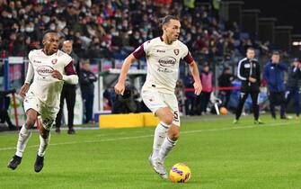 italian soccer Serie A match - Cagliari Calcio vs US Salernitana Frederic Veseli of Salernitana during Cagliari Calcio vs US Salernitana, italian soccer Serie A match in Cagliari, Italy, November 26 2021