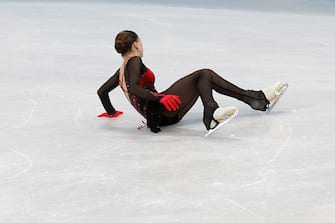 BEIJING, CHINA - FEBRUARY 17: Kamila Valieva of Team ROC skates during the Women Single Skating Free Skating on day thirteen of the Beijing 2022 Winter Olympic Games at Capital Indoor Stadium on February 17, 2022 in Beijing, China. (Photo by Fred Lee/Getty Images)