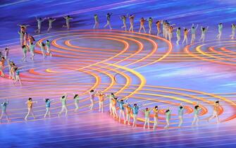 epa09774000 Artists perform during the Closing Ceremony for the Beijing 2022 Olympic Games at the National Stadium, also known as Bird's Nest, in Beijing China, 20 February 2022.  EPA/JEROME FAVRE