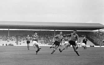 Pak Doo Ik (left) scores North Korea's winning goal in their 1966 World Cup Finals match against Italy at Ayresome Park, Middlesbrough.   (Photo by PA Images via Getty Images)