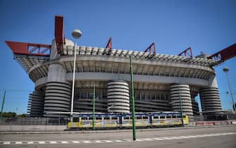 Un veduta dello stadio di San Siro oggetto della conferenza stampa di oggi, Milano, 08 Luglio 2021.   ANSA/MATTEO CORNER