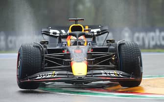 Red Bull's Dutch driver Max Verstappen drives during the first practice session at the Autodromo Internazionale Enzo e Dino Ferrari race track in Imola, Italy, on April 22, 2022, ahead of the Formula One Emilia Romagna Grand Prix. ANSA/SANNA
