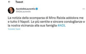 raiola morto Il messaggio di Aurelio De Laurentiis su Twitter per la morte di Raiola