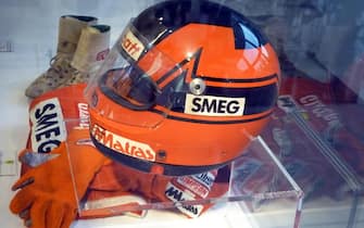 The exhibition titled 'Gilles Villeneuve, a man in the legend' dedicated to Formula One driver died thirty years ago, set up in Foro Boario in Modena, May 4, 2012. All the exhibits belong to private collection of 'Donelli vini'. In the picture: GIlles' helmet GPA used in 1980. ANSA/ELISABETTA BARACCHI

