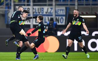 MILAN, ITALY - January 09, 2022: Alessandro Bastoni of FC Internazionale celebrates after scoring a goal during the Serie A football match between FC Internazionale and SS Lazio. (Photo by Nicolò Campo/Sipa USA)