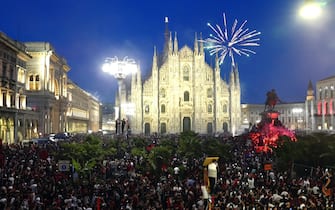 MILANO - Festa del Milan per la vincita del 19° scudetto, piazza Duomo (MILANO - 2022-05-23, Duilio Piaggesi) p.s. la foto e' utilizzabile nel rispetto del contesto in cui e' stata scattata, e senza intento diffamatorio del decoro delle persone rappresentate