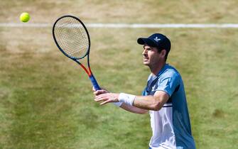 1241237968 11 June 2022, Baden-Wuerttemberg, Stuttgart: Tennis: ATP Tour - Stuttgart, Singles, Men, Semifinals. Murray (Great Britain) - Kyrgios (Australia). Andy Murray in action. Photo: Tom Weller/dpa (Photo by Tom Weller/picture alliance via Getty Images)