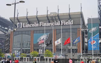 PHILADELPHIA, PA - OCTOBER 03: Stadium view of the front of the stadium during the game between the Philadelphia Eagles and the Kansas City Chiefs on October 3, 2021 at Lincoln Financial Field in Philadelphia, PA. Photo by Andy Lewis/Icon Sportswire via Getty Images)