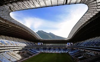 View of the BBVA Bancomer Stadium in Monterrey, Nuevo Leon state, Mexico before the start of the Mexican Apertura 2017 final match between Monterrey and Tigres on December 10, 2017. / AFP PHOTO / ALFREDO ESTRELLA        (Photo credit should read ALFREDO ESTRELLA/AFP via Getty Images)