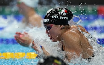 BUDAPEST, HUNGARY - JUNE 25: Benedetta Pilato of Team Italy competes in the Women's 50m Breaststroke Final on day eight of the Budapest 2022 FINA World Championships at Duna Arena on June 25, 2022 in Budapest, Hungary. (Photo by Tom Pennington/Getty Images)
