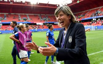 VALENCIENNES, FRANCE - JUNE 09: Milena Bertolini, head coach of Italy celebrates victory in the 2019 FIFA Women's World Cup France group C match between Australia and Italy at Stade du Hainaut on June 09, 2019 in Valenciennes, France. (Photo by Alex Caparros - FIFA/FIFA via Getty Images)