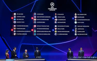 ISTANBUL, TURKIYE- AUGUST 25: The final groups are seen following the UEFA Champions League 2022/23 Group Stage Draw at Halic Congress Centre on August 25, 2022 in Istanbul, Turkiye. (Photo by Lukas Schulze - UEFA/UEFA via Getty Images)