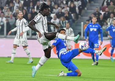 Juventus  Moise Kean scores a goal during the Italian Serie A soccer match Juventus FC vs Empoli FC at the Allianz stadium in Turin, Italy, 21 october 2022 ANSA/ALESSANDRO DI MARCO