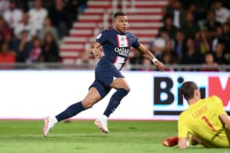 07 Kylian MBAPPE (psg) during the Ligue 1 Uber Eats match between Ajaccio and Paris at Stade Francois Coty on October 21, 2022 in Ajaccio, France. (Photo by Philippe Lecoeur/FEP/Icon Sport/Sipa USA) - Photo by Icon Sport/Sipa USA