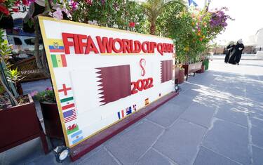A World Cup sign, pictured in Souq Waqif, ahead of the FIFA World Cup 2022 in Qatar. Picture date: Thursday November 17, 2022.