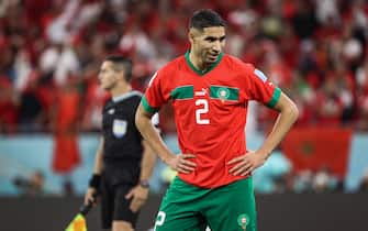 Achraf HAKIMI of Morocco during the FIFA WORLD CUP QATAR 2022 football match between Morocco and Portugal at Al Thumama stadium on December 10, 2022 at Doha, QATAR