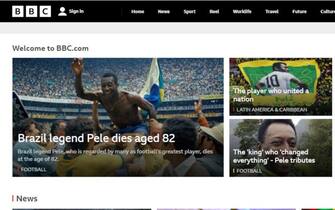 La notizia della morte di Pelé su Bbc