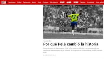 La notizia della morte di Pelé su As
