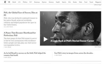 La notizia della morte di Pelé sul New York Times
