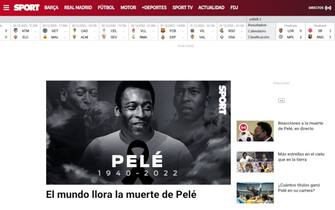 La notizia della morte di Pelé su Sport