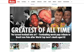 La notizia della morte di Pelé sul The Sun