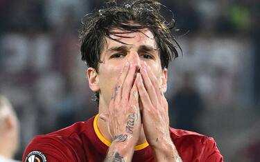 AS Roma's Nicolo' Zaniolo reacts during the UEFA Europa League group C soccer match between AS Roma and PFC Ludogorets at Olimpico stadium in Rome, Italy, 03 November 2022.  ANSA/ETTORE FERRARI