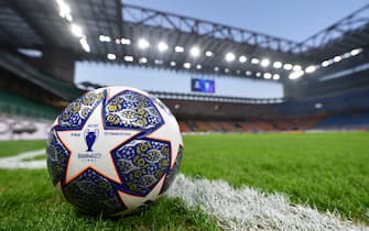 MILAN, ITALY - FEBRUARY 14: A detailed view of the adidas UEFA Champions League match ball prior to the UEFA Champions League round of 16 leg one match between AC Milan and Tottenham Hotspur at Giuseppe Meazza Stadium on February 14, 2023 in Milan, Italy. (Photo by Valerio Pennicino - UEFA/UEFA via Getty Images)