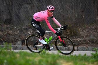 BRENTONICO SAN VALENTINO, ITALY - APRIL 19: Hugh Carthy of United Kingdom and Team EF Education-Easypost competes during the 46th Tour of the Alps 2023, Stage 3 a 162.5km stage from Ritten to Brentonico San Valentino 1321m on April 19, 2023 in Brentonico San Valentino, Italy. (Photo by Tim de Waele/Getty Images)