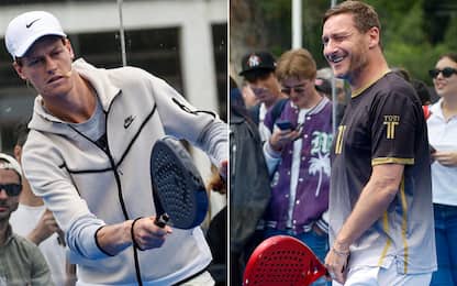 Sfida tra Totti e Sinner a padel, show al Foro Italico. FOTO